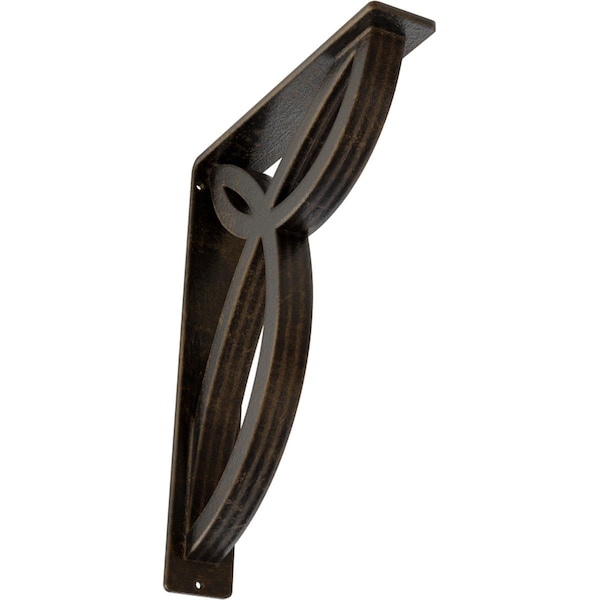 Ekena Millwork Versailles Wrought Iron Bracket, (Triple center brace), Antiqued Brass 2"W x 10"D x 12"H BKTM02X10X12TVEABS - main